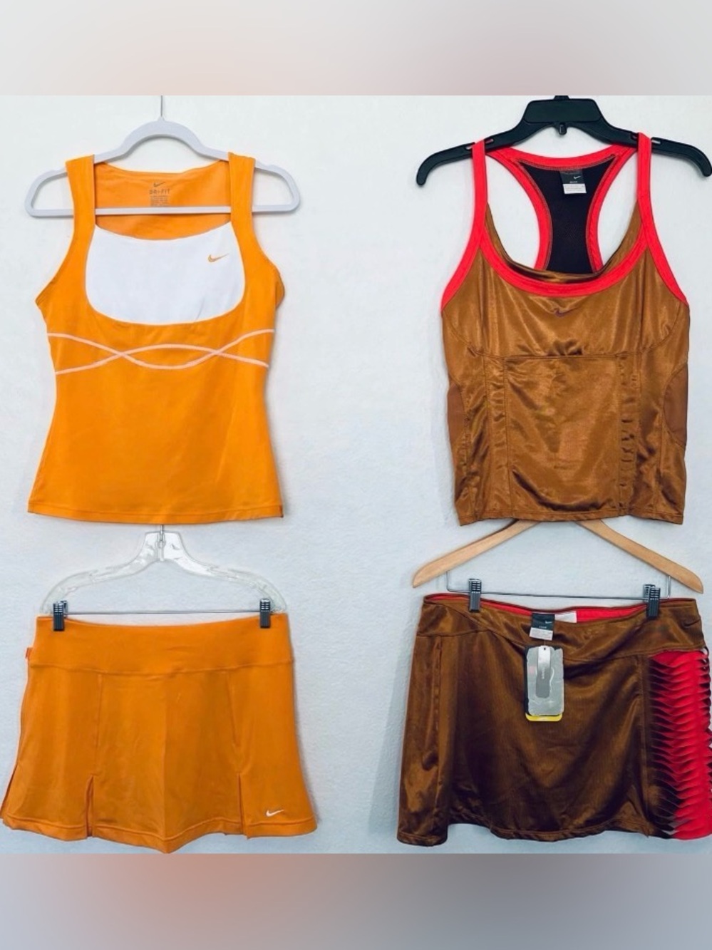 Nike SERENA WILLIAMS Orange/White & Red/Bronze Dress Tank and Skort Sets MED/LG